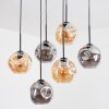 Ripoll hanging light, globe light, pendant light Amber, Smoke-coloured, 6-light sources