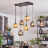 Ripoll hanging light, globe light, pendant light Amber, Smoke-coloured, 6-light sources