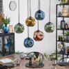Ripoll hanging light, globe light, pendant light blue, gold, green, coppery, 6-light sources