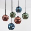 Ripoll hanging light, globe light, pendant light blue, green, coppery, 6-light sources