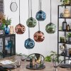 Ripoll hanging light, globe light, pendant light blue, green, coppery, 6-light sources