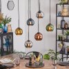 Koyoto hanging light, globe light, pendant light blue, chrome, gold, green, coppery, Smoke-coloured, 6-light sources