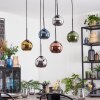 Koyoto hanging light, globe light, pendant light blue, chrome, gold, green, coppery, Smoke-coloured, 6-light sources