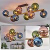 Gastor ceiling light, globe light gold, black, 10-light sources