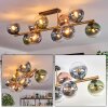 Gastor ceiling light, globe light gold, black, 10-light sources