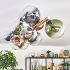 Gastor ceiling light, globe light gold, black, 10-light sources