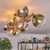 Gastor ceiling light, globe light gold, black, 10-light sources