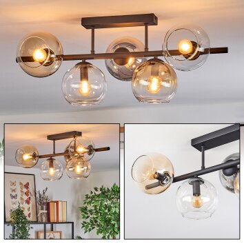 Koyoto ceiling light, globe light black, 5-light sources