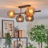 Koyoto ceiling light, globe light black, 5-light sources