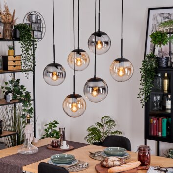 Gastor hanging light, globe light, pendant light black, 6-light sources