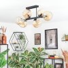 Koyoto ceiling light, globe light Amber, 6-light sources