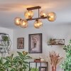 Koyoto ceiling light, globe light Amber, 6-light sources