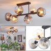 Koyoto ceiling light, globe light Amber, clear, Smoke-coloured, 6-light sources