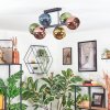 Koyoto ceiling light, globe light blue, gold, green, coppery, 6-light sources