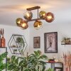 Koyoto ceiling light, globe light blue, gold, green, clear, coppery, 6-light sources