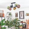 Koyoto ceiling light, globe light blue, gold, green, clear, coppery, 6-light sources