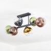 Koyoto ceiling light, globe light blue, gold, green, clear, coppery, 6-light sources