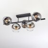 Koyoto ceiling light, globe light chrome, clear, Smoke-coloured, 5-light sources