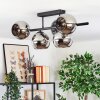 Koyoto ceiling light, globe light chrome, Smoke-coloured, 5-light sources