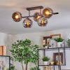 Koyoto ceiling light, globe light chrome, Smoke-coloured, 5-light sources