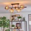 Koyoto ceiling light, globe light Amber, clear, 5-light sources