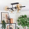 Koyoto ceiling light, globe light Amber, clear, Smoke-coloured, 5-light sources