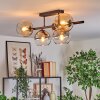 Koyoto ceiling light, globe light Amber, clear, Smoke-coloured, 5-light sources