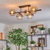 Koyoto ceiling light, globe light Amber, clear, Smoke-coloured, 5-light sources