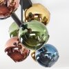 Koyoto ceiling light, globe light blue, gold, green, coppery, 8-light sources