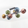 Koyoto ceiling light, globe light blue, gold, green, coppery, 8-light sources