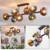 Koyoto ceiling light, globe light blue, gold, green, clear, coppery, 8-light sources