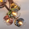 Koyoto ceiling light, globe light blue, gold, green, clear, coppery, 8-light sources