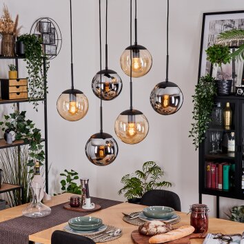 Gastor hanging light, globe light, pendant light black, 6-light sources