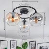 Koyoto ceiling light, globe light Amber, clear, Smoke-coloured, 3-light sources