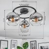 Koyoto ceiling light, globe light chrome, clear, Smoke-coloured, 3-light sources
