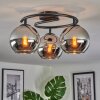 Koyoto ceiling light, globe light chrome, Smoke-coloured, 3-light sources