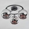 Koyoto ceiling light, globe light chrome, Smoke-coloured, 3-light sources