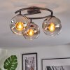 Ripoll ceiling light, globe light chrome, clear, Smoke-coloured, 3-light sources