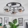 Ripoll ceiling light, globe light chrome, clear, Smoke-coloured, 3-light sources