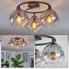 Ripoll ceiling light, globe light clear, Smoke-coloured, 3-light sources