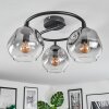 Ripoll ceiling light, globe light clear, Smoke-coloured, 3-light sources