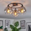 Ripoll ceiling light, globe light clear, Smoke-coloured, 3-light sources