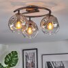 Ripoll ceiling light, globe light clear, Smoke-coloured, 3-light sources