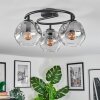 Ripoll ceiling light, globe light clear, Smoke-coloured, 3-light sources