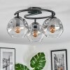 Ripoll ceiling light, globe light clear, Smoke-coloured, 3-light sources