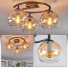 Koyoto ceiling light, globe light Amber, clear, 3-light sources