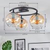 Koyoto ceiling light, globe light Amber, clear, 3-light sources