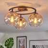 Koyoto ceiling light, globe light Amber, clear, 3-light sources