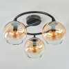 Koyoto ceiling light, globe light Amber, clear, 3-light sources