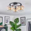 Koyoto ceiling light, globe light Amber, clear, 3-light sources